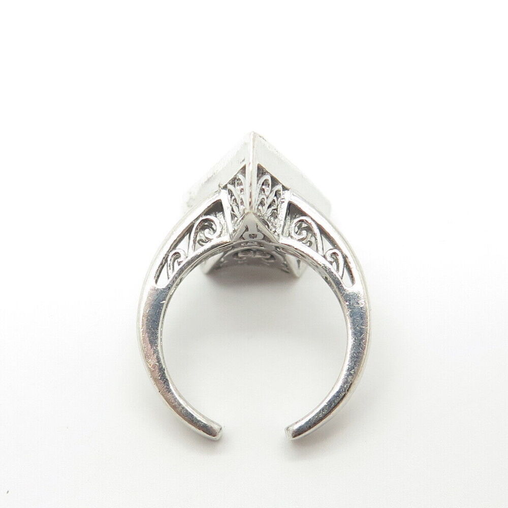 925 Sterling Silver Chuck Clemency Real Lapis Lazuli Gem Triangle Ring Size 6.5 - Picture 6 of 9